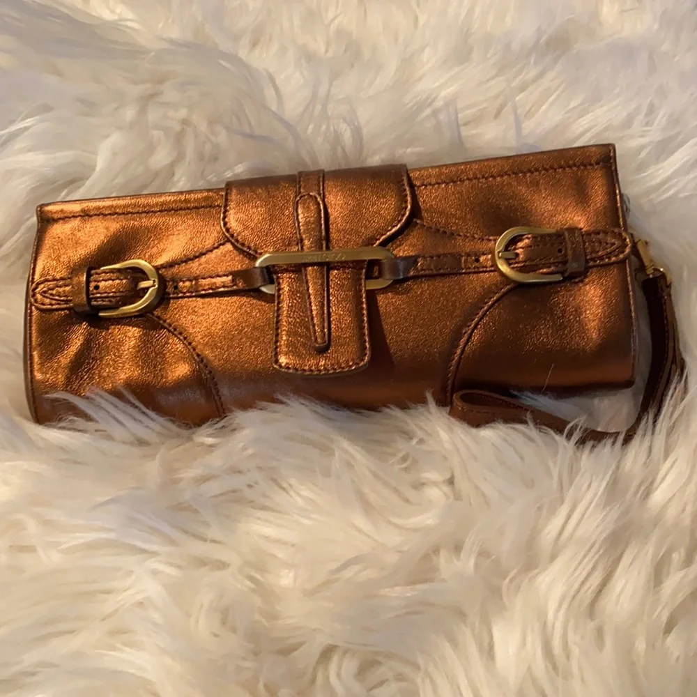 Jimmy Choo Metallic Copper Leather Clutch